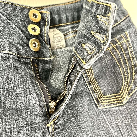 Apollo Jeans Juniors Sz 7 Straight Leg Dark Blue Denim Western Style Button Fly - Picture 9 of 11